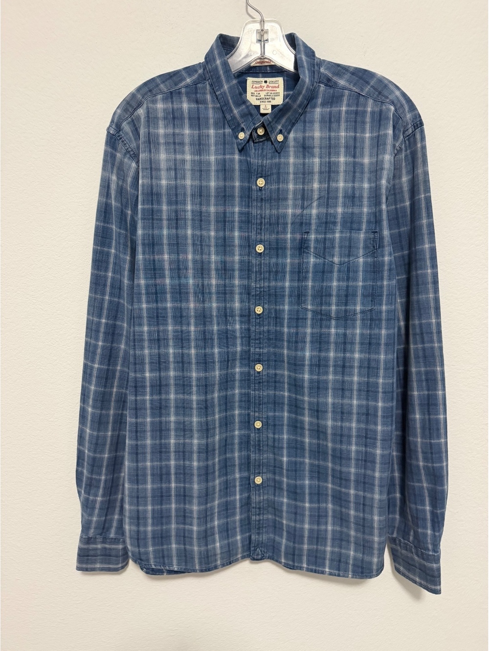 Lucky Brand Long Sleeve Button Up Plaid California Fit Shirt Men's Size L